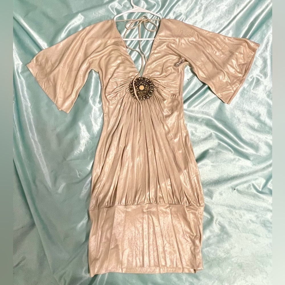 Y2K SKY brand new metallic gold mini dress size S... NEVER WORN